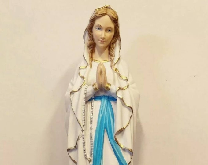 Statue of Our Lady of Lourdes cm 60 (23.62 inches) in hand-decorated resin marble of Italian craftsmanship
