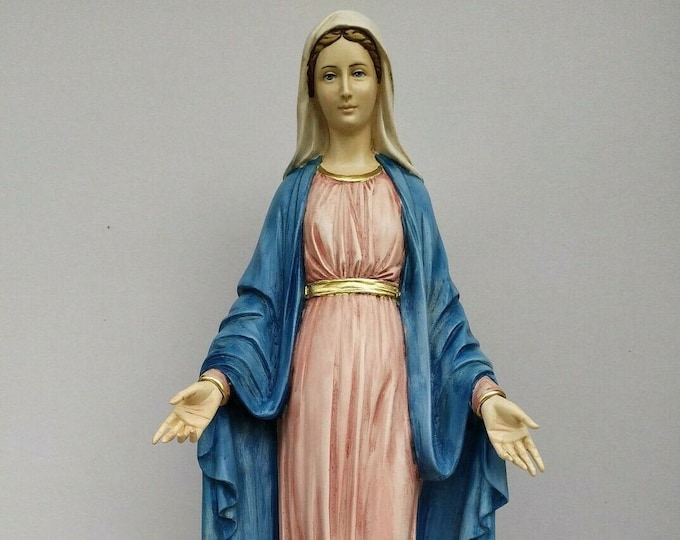 Statue of the Miraculous Madonna, Immaculate Conception, 50 cm (19.68 inch) in hand-decorated resin marble, Italian artisan production