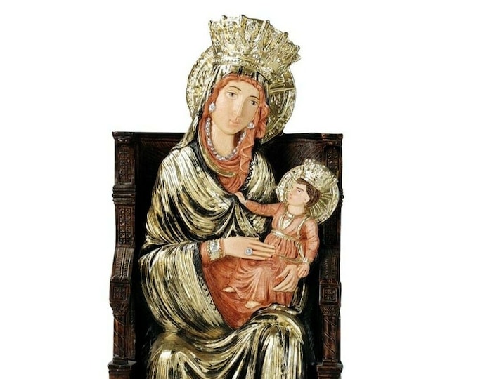 Madonna di Montevergine statue cm 28 (11.02 inches) in marble resin decorated by hand, Italian artisan production