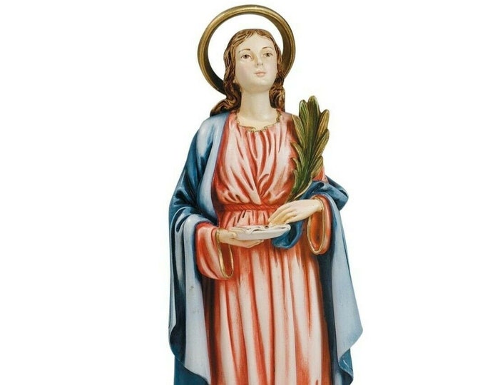 Statue of Saint Lucia cm 30 (11.81 inches) in marble resin full decorated by hand of Italian artisan production