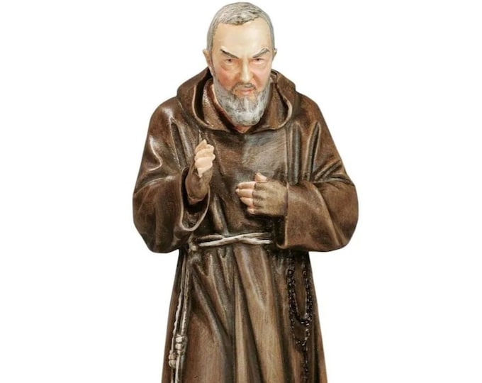 Statue of Saint Padre Pio of Pietrelcina cm 78 (30.70 inches) in marble resin decorated by hand, handcrafted in Italy