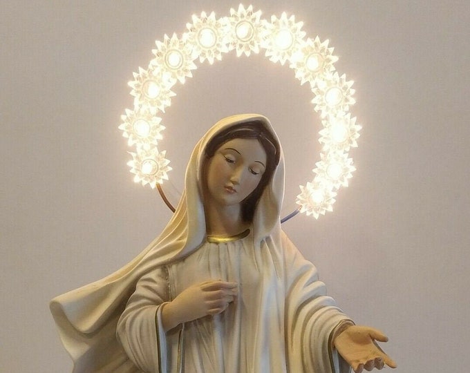 Statue of Our Lady of Medjugorje cm 40 (15.74 inches) with luminous halo, in marble resin decorated by hand, handcrafted in Italy