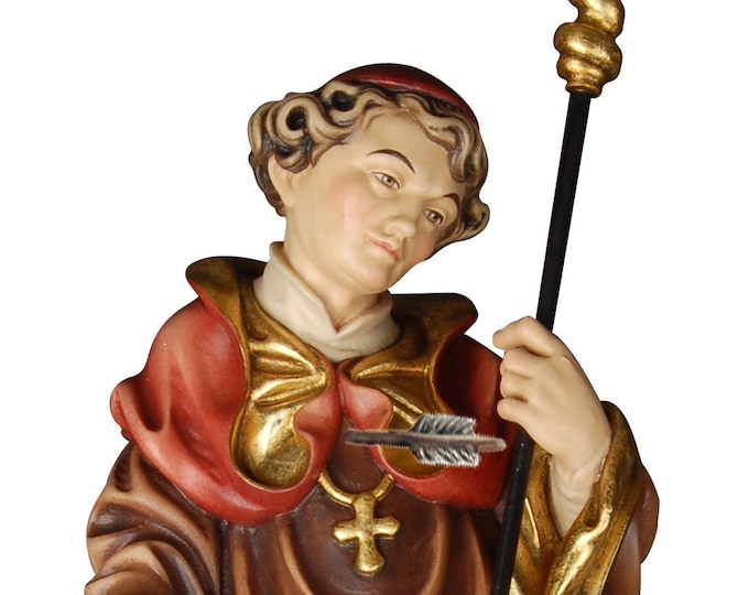 Statue of Sant Egidio, carved in valgardena wood and hand-decorated with Italian craftsmanship
