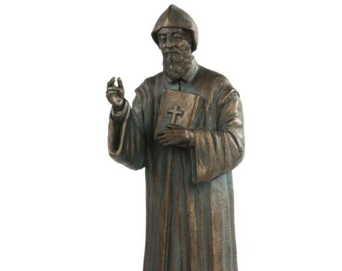 Statue of Saint Charbel Makhluf cm 42 (16.53 inches) in marble resin full bronze decoration handcrafted in Italy