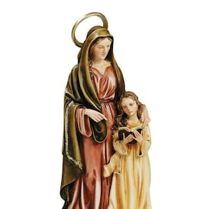 Statue of Saint Anna cm 30 (11.81 inches) in marble resin full decorated by hand of Italian artisan production