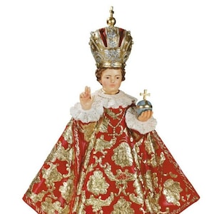 Statue of the Child Jesus of Prague cm 70 (27.55 inches) in hand-decorated resin marble of Italian craftsmanship