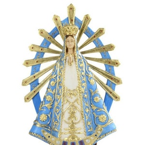 Estatua de Nuestra Señora de Luján cm 36 (14,17 pulgadas) en resina de mármol decorada a mano, producción artesanal italiana