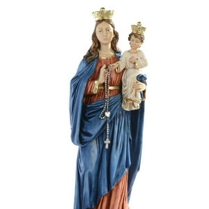 Statue of Our Lady of the Rosary cm 57 (22.44 inches) in marble resin decorated by hand, handcrafted in Italy