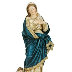 Statue of the Immaculate Conception Madonna 30 cm (11.81 inches) in hand-decorated resin marble, Italian artisan production