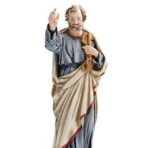 Statue of Saint Peter cm 30 (11.81 inches) in marble resin hand decorated, Italian artisan production