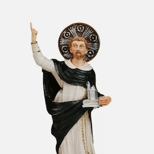 Estátua de San Domenico Guzman 28 cm (11,02 polegadas) em mármore de resina decorado à mão, produção artesanal italiana