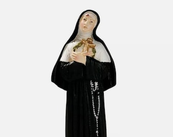 Statue of Saint Rita of Cascia 28 cm (11.02 inches) in marble resin hand decorated, Italian artisan production