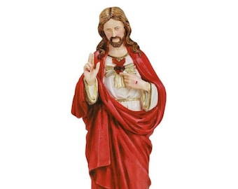 Statue of the Sacred Heart of Jesus 30 cm (11.81 inches) in hand-decorated resin marble, Italian artisan production