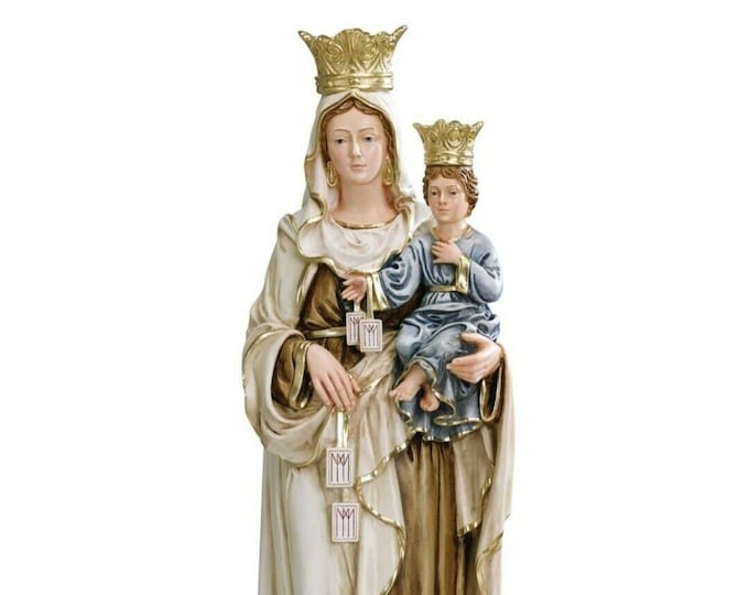 Madonna del Carmine statue cm 67 (26.37 inches) in marble resin hand decorated, Italian artisan production