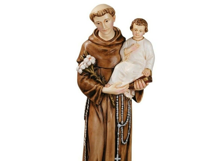 Statue of Saint Anthony of Padua 60 cm (23.62 inches) in hand-decorated resin marble, Italian artisan production