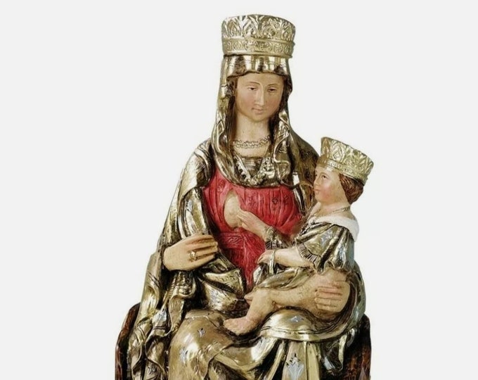 Statue of the Madonna of Castelmonte cm 26,5 (10,43 inches) in hand-decorated resin marble of Italian artisan production