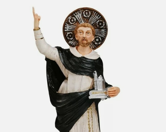 Statue of San Domenico Guzman cm 28 (11.02 inches) in marble resin hand decorated of Italian artisan production