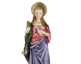 Statue of Saint Philomena cm 25 (9.84 inches) in hand-decorated resin, Italian artisan production