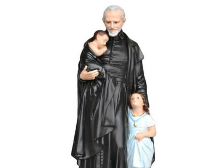 Statue of St. Vincent De Paoli cm 40 (15.74 inches) in hand-decorated resin marble of Italian craftsmanship