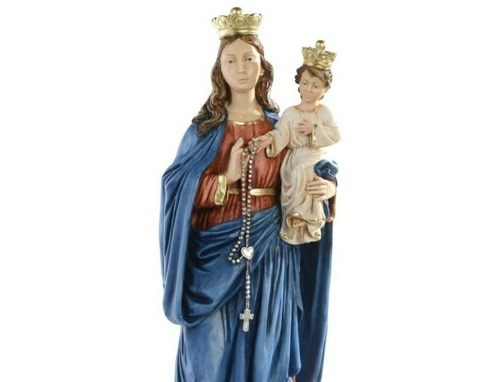 Statue of Our Lady of the Rosary cm 57 (22.44 inches) in marble resin decorated by hand, handcrafted in Italy
