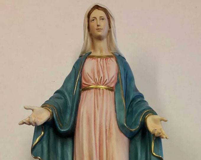 Statue of the Miraculous Madonna, Immaculate Conception, cm 60 (23.62 inch) in marble resin hand decorated, Italian artisan production
