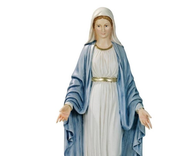 Miraculous Madonna Statue 50 cm (19.68 inches) in hand-decorated resin marble, Italian artisan production