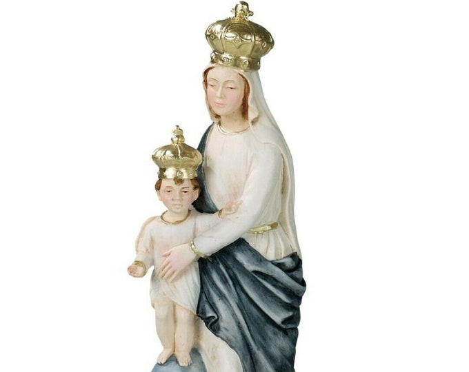 Statue of the Madonna della Vittoria with baby Jesus in marble resin full decorated by hand of Italian artisan production