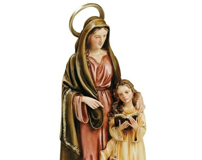 Statue of Saint Anna cm 30 (11.81 inches) in marble resin full decorated by hand of Italian artisan production
