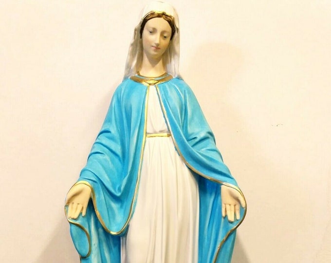 Statue of the Miraculous Madonna cm 60 (23.6 inches) in marble resin decorated by hand, handcrafted in Italy
