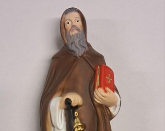 Statue of Saint Anthony the Abbot cm 30 (11.81 inches) in marble resin full decorated by hand of Italian artisan production