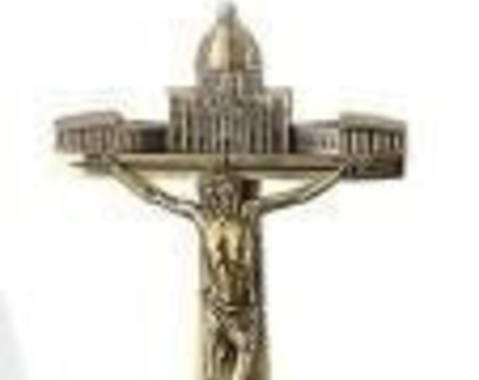 Jubilee 2025 Crucifix in bronzed metal with base, various sizes available, handcrafted in Italy