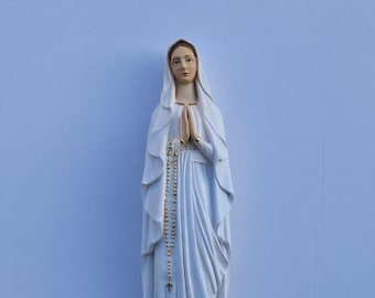 ルルドの聖母像 40 cm (15.74 インチ) 大理石樹脂製、アンティーク