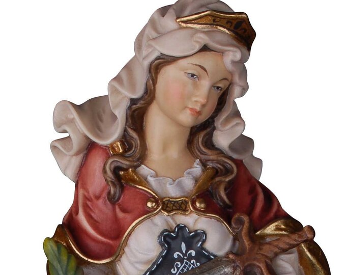 Statua di Santa Felicita scolpita in legno della Valgardena decorata a mano con colori ad olio di produzione artigianale italiana