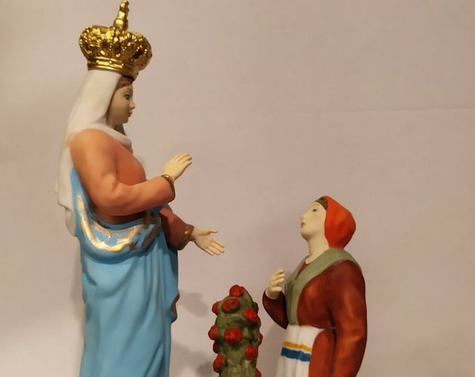 Statue of the Madonna Beata Vergine by Caravaggio in hand-decorated marble resin of Italian artisan production