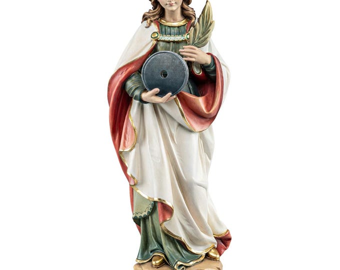 Statue of Saint Christina of Bolsena carved in Valgardena wood, hand-decorated, Italian artisan production, various sizes and decorations