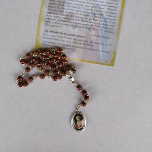 Rosary of Saint Gabriel the Archangel, 30 cm wood, 5 mm beads, with prayers, handcrafted in Italy