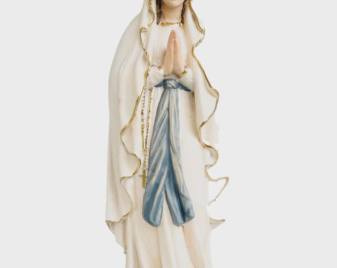 Statue of Our Lady of Lourdes with crown carved in Valgardena wood, hand-decorated, Italian artisan production, various sizes