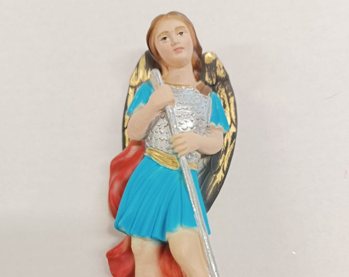 Statue of Saint Michael the Archangel 16 cm (6.29 inches) in hand-decorated full resin marble, Italian artisan production