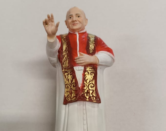 Statue of Saint Pope John XXIII 20 cm (7.87 inches) in hand-decorated full resin marble of Italian artisan production