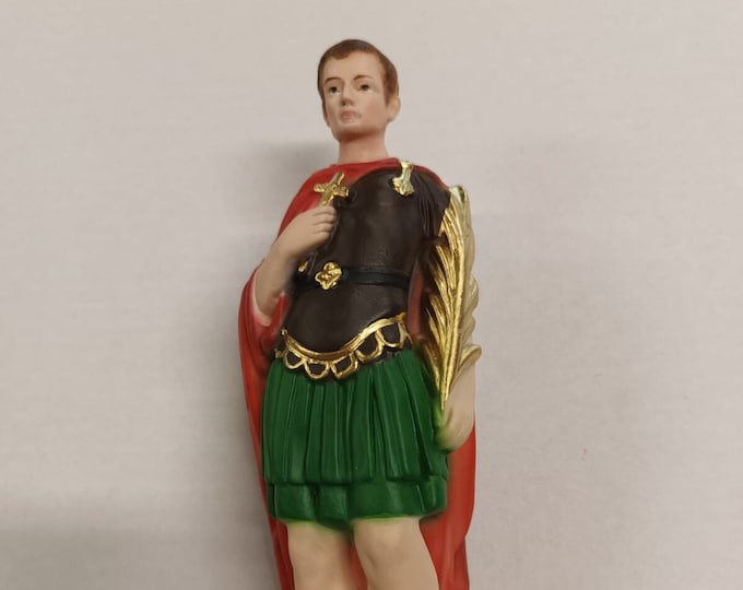 Statue of Saint Expeditus cm 20 (7.87 inches) in marble resin full decorated by hand of Italian artisan production