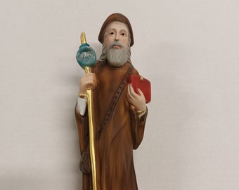 Statue of Saint James of Compostela cm 23 (9.05 inches) in marble resin full decorated by hand of Italian artisan production