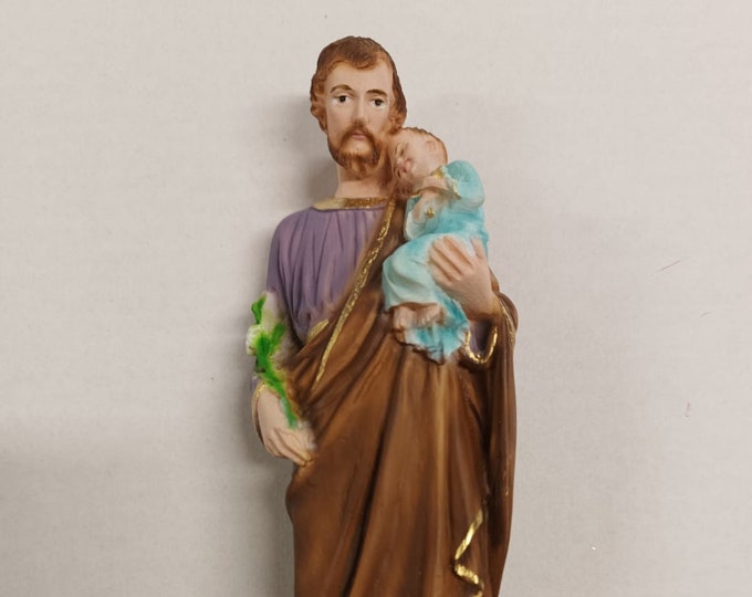 Statue of Saint Joseph 20 cm (7.87 inches) in hand-decorated full resin marble, Italian artisan production