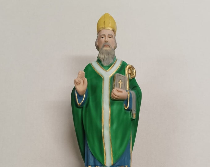 Statue of Saint Patrick 30 cm (11.81 inches) in hand-decorated full resin marble, Italian artisan production