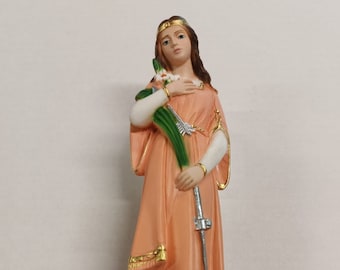 Statue of Saint Philomena cm 22 (8.66 inches) in marble resin full decorated by hand of Italian artisan production