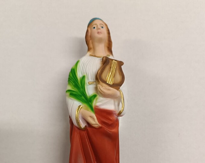 Statue of Saint Cecilia cm 20 (7.87 inches) in marble resin full decorated by hand of Italian artisan production
