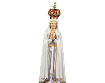 Statue of Our Lady of Fatima Pilgrim carved in Valgardena wood and decorated by hand Italian artisan production various sizes