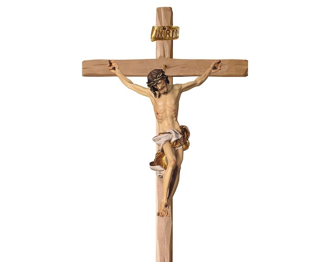 Crucifix and body of Jesus carved in wood from Valgardena and decorated by hand, various sizes, of Italian artisan production