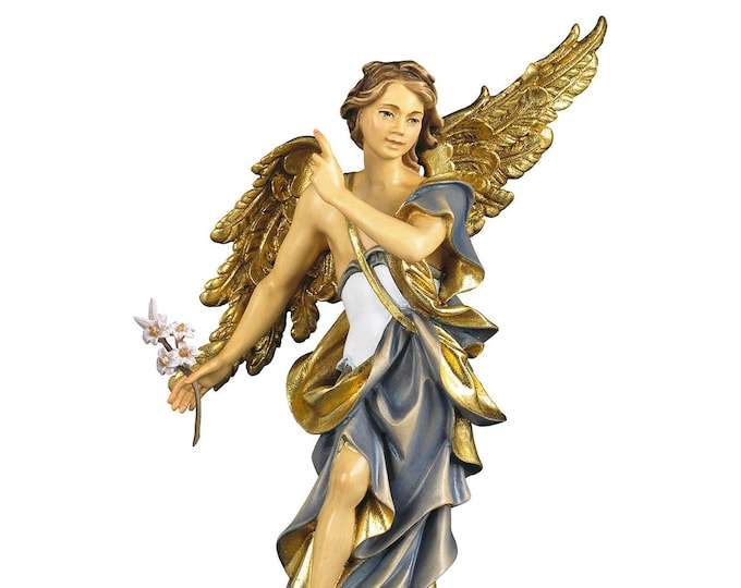 Statue of Saint Gabriel the Archangel carved in Valgardena wood, hand-decorated, Italian artisan production