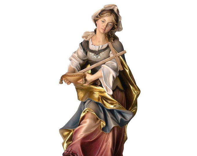 Statue of Santa Margherita carved in wood from Valgardena and decorated by hand of Italian artisan production
