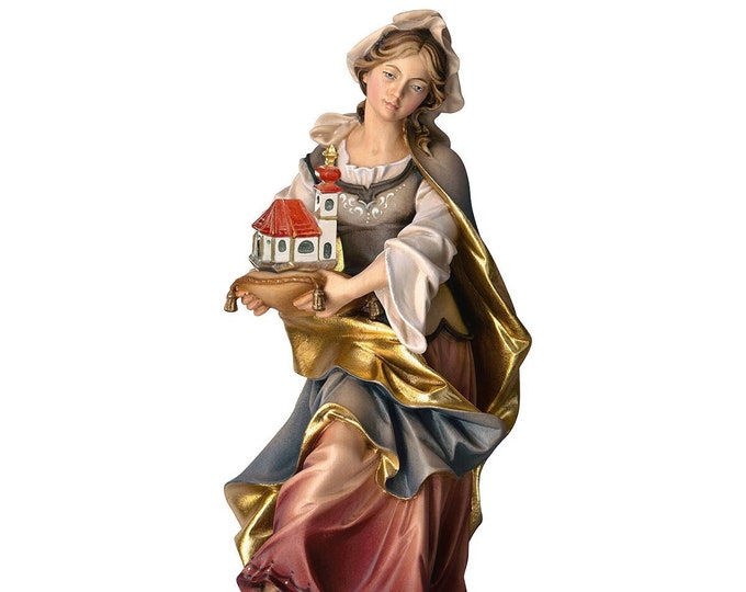 Statue of St. Adelaide carved in wood from Valgardena and decorated by hand of Italian artisan production